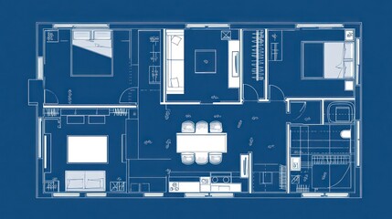 Floor plan of a two-bedroom apartment, modern interior design, layout