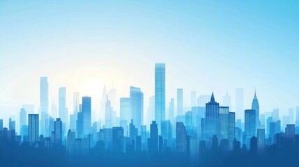 City skyline at dawn, urban landscape, tranquil view, use for wallpaper or background