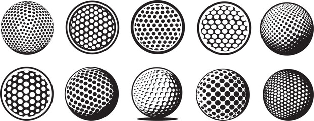 Golf ball icon linear black on white background
