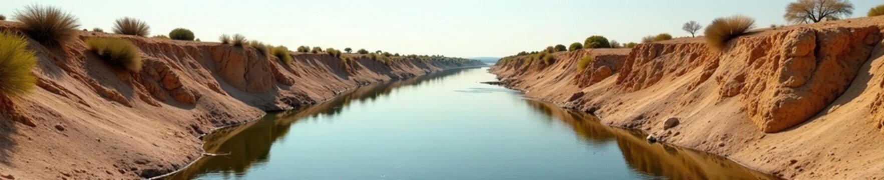 Dry and barren riverbed of Amendolea River during a severe drought,  barren,  dry