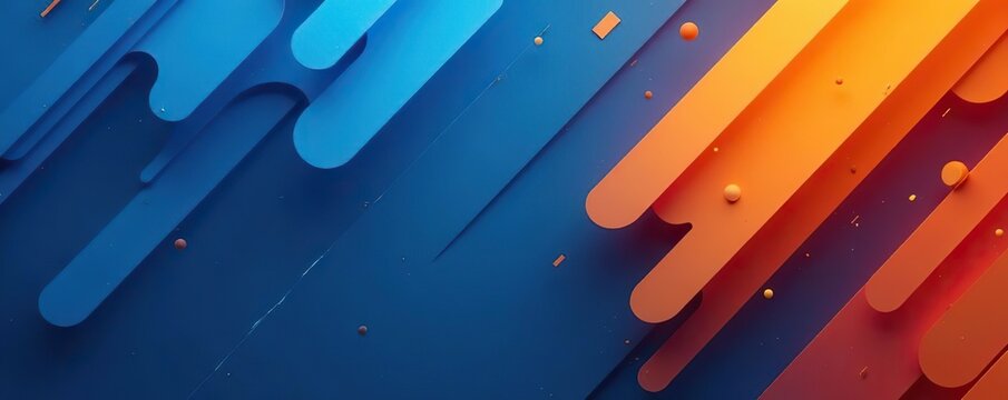 Dynamic abstract background featuring blue and orange geometric shapes,  contrast,  background