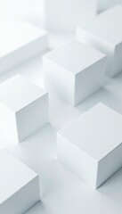 Geometric square background with white color technology concept, 3D modern design, abstract template,  design,  square