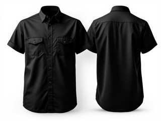 Short sleeve work shirt mockup front and back view