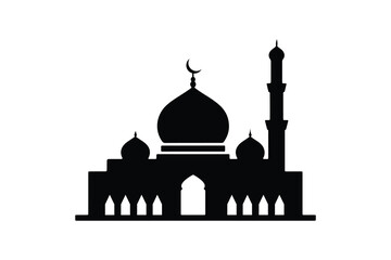 Mosque Silhouette Vector Illustration Islamic Architecture Icon