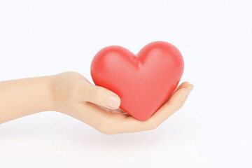 Fototapeta premium hand holding a red heart on a white background