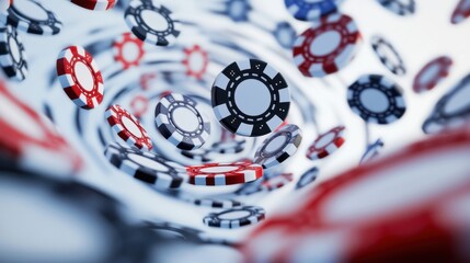 Obraz premium Floating Poker Chips in a Spiraling Pattern