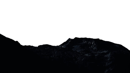 mountain on transparent background with cut out sky