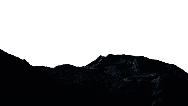 mountain on transparent background with cut out sky