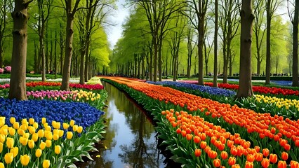 Fototapeta premium tulip field in spring