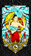 beautiful girl in action illustration for t shirt design