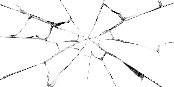 Abstract Glass Shattered Illustration In White On Black Background