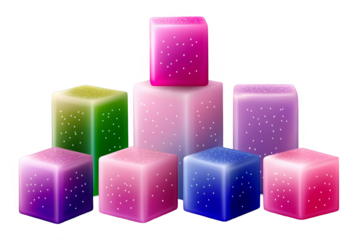 Abstract Cubes Illustration With Glitter On Transparent Isolated Background