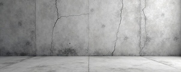 Grey cement texture of floor and concrete wall surface with crack patterns in 3D vector design,  loft design,  3D
