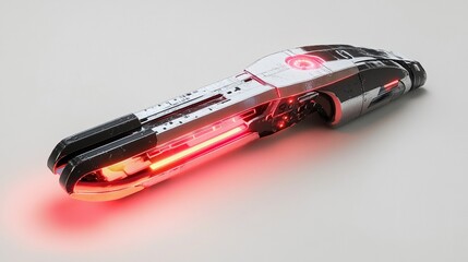 Futuristic red glowing weapon.