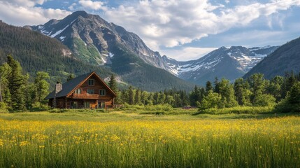 Obraz premium Quick family trip to nearby mountain lodge, scenic views