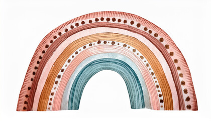 Naklejka premium Watercolor painting of boho rainbow on white background. Scandinavian style. Hand drawn art.