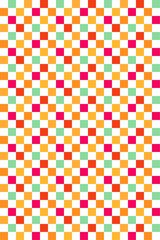 カラフルな市松模様の壁紙、縦長背景、和柄、パターン、7色、ポップ、赤、オレンジ