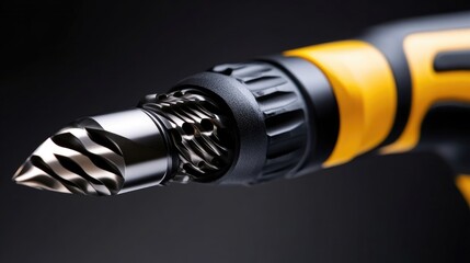 Close-up of a drill bit attachment.  Precise engineering in a power tool