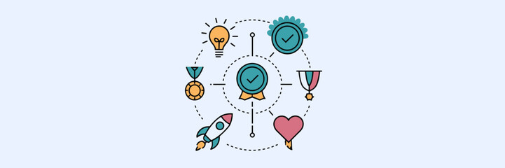 Personal development icon collection with inspirational symbols – Suitable for mindset coaching, business success campaigns, or educational content