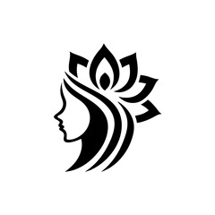 Woman Lotus Crown Silhouette Beauty Spa Logo
