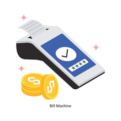 Bill Machine Concept isometric Style Illustrations. Eps 10 File