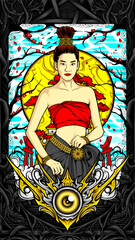 Obraz premium beautiful girl in action illustration for t shirt design