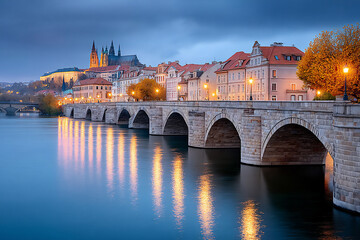 Obraz premium dusk in historic european city