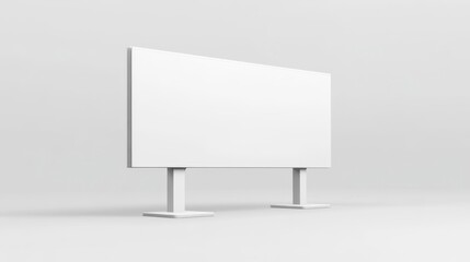 Fototapeta premium Blank horizontal billboard with metal frame and black supports on white background.