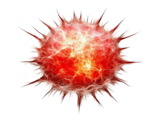 Abstract Red Energy Sphere Illustration With Glowing Light Transparent Background