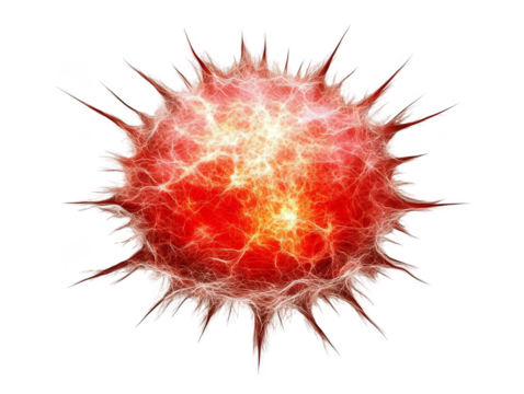 Abstract Red Energy Sphere Illustration With Glowing Light Transparent Background