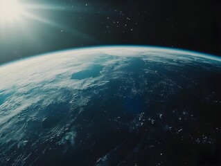 Fototapeta premium A shot of the Earth floating in space against a black background.