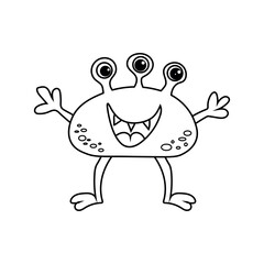 Coloring page for children with a funny monster. Printable worksheet. Activity for children in kindergarten. Vector