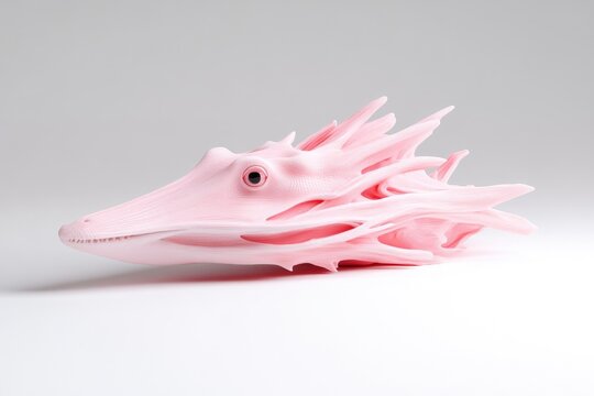 Abstract pink creature head sculpture