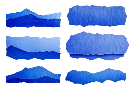 Abstract Torn Blue Paper Pieces Isolated On Transparent Background Illustration - Powered by Adobe