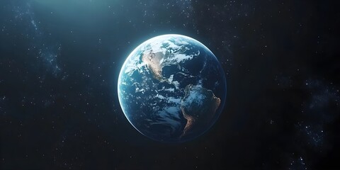 Fototapeta premium A shot of the Earth floating in space against a black background.