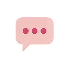 Fototapeta premium Pink speech bubble with three dots on isolated white and transparent background, concept for communication, social media, and online chat applications