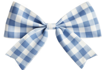 Checkered Blue Bow Isolated On Transparent Background Decoration Illustration