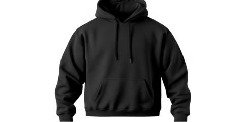 Black Isolated Hoodie Mockup 3D Rendered on Transparent Background