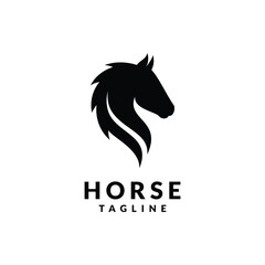 horse head logo design. logo icon vector illustration silhouette