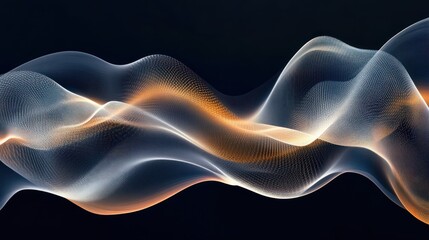 Abstract flowing wave of light, dark background