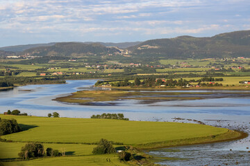 Aerial view of the Trondheim fjord and river Gaula, NOrway