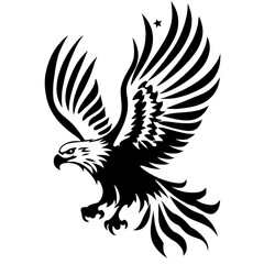 Obraz premium Illustration of a majestic eagle in flight, showcasing its intricate wing details and fierce expression, perfect for wildlife themes and nature-related projects.