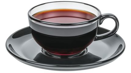 Elegant Black Tea Cup Illustration On Isolated Transparent Background