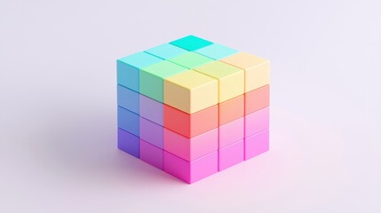 Obraz premium Colorful Pastel Cube on Light Background for Creative Design Projects