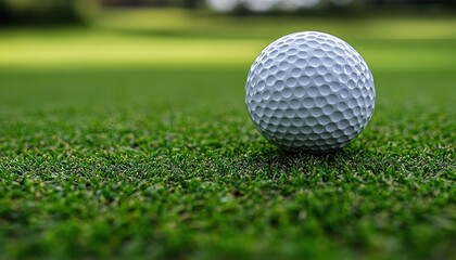 Obraz premium Golf ball on a tee post in a grassy field with a blurred background of a golf course