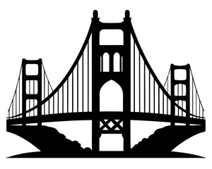 Golden Gate Bridge Silhouette Vector & Iconic Landmark SVG 