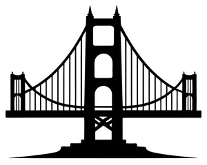 Obraz premium Golden Gate Bridge Silhouette Vector & Iconic Landmark SVG 