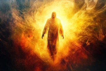 Obraz premium Jesus disappears in the light of This miracle. The light falling on the shroud is magic.