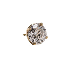 A sparkling diamond stud earring with a gold setting, showcasing brilliance and elegance.