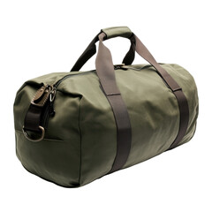 A durable olive green duffel bag with sturdy straps and a zip closure, ideal for travel or sports.